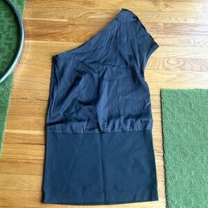 Pure silk amTheory asymmetrical shirt.